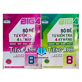 Sách - combo big 4 bộ đề tự kiểm tra 4 kỹ năng nghe - nói - đọc - viết tiếng anh lớp 8