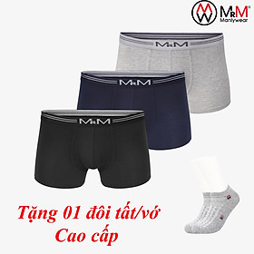 Combo 3 Quần Sịp Nam Quần Lót Đùi Nam Boxer Sợi Cotton Mềm Mịn Siêu Thoáng Mát, Co Giãn 4 Chiều Cao Cấp MRM FASHION ( TẶNG Đôi Tất Nam Cao Cấp Giao Ngẫu Nhiên)