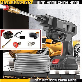 MÁY RỬA XE , TƯỚI CÂY DÙNG PIN 199V - BOX FULL PHỤ KIỆN - 1 PIN, 1 SẠC, ống nước, vòi phun, bình xà bông