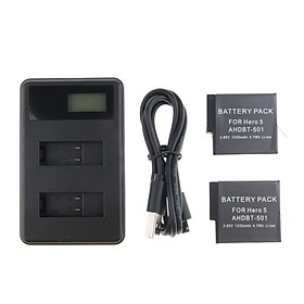 LCD Display USB Dual Battery Charger Kit For GoPro Hero 5 6 Black AHDBT-501