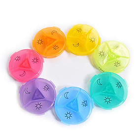 Round Weekly Pill Organizer 7 Day 3 Times a Day Large Cases for Pills Supplements