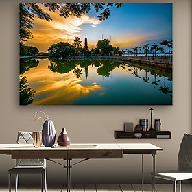 Tranh Phong Cảnh Chùa Trấn Quốc Hồ Tây Hà Nội - Treo Tường Trang Trí Decor Canvas - Công Nghệ In UV Nhật Bản - Màu Sắc Đẹp Rõ Nét