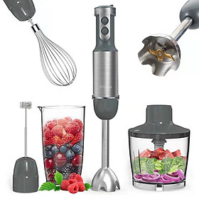 5-in-1 Multifunctional Handheld Stick Blender with Whisk 6 Adjustable Speeds for Kitchen