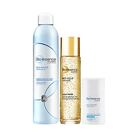 Bộ sản phẩm cấp ẩm và dưỡng da ngăn ngừa lão hóa Bio-Essence (Xịt khoáng Bio-Water 300ml + Kem chống nắng Bio-Water SPF50 40ml + Nước dưỡng Bio-Gold 150ml)