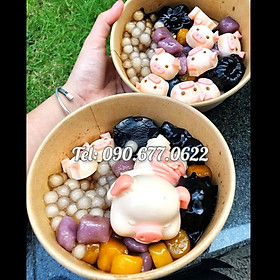 Mua Bộ 2 khuôn silicone làm bánh  rau câu heo con tắm tiên và khuôn mặt heo – Mã số 1251