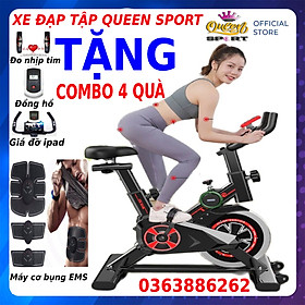 Xe đạp tập thể dục thể thao tập gym tại nhà thế hệ 4.0 khung thép sơn tĩnh điện chịu tải 250 kg, bánh đà 11 kg tặng kèm máy mát xa tạo cơ bụng EMS + đồng hồ cảm biến nhịp tim + bình nước thể thao ( giao màu ngẫu nhiên )