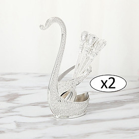 Alloy Creative Dinnerware Sets, Decorative Swan Base Holders with 12 Spoons