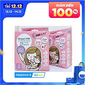 Hộp 50 túi trữ sữa Sunmum chính hãng Thái Lan (250ml) có 3 khóa kéo