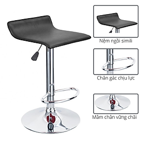 Mua Ghế quầy bar lễ tân hiện đại Ghế bàn bar tăng giảm chân thép mạ chrome bọc simili màu đen CM2254-M