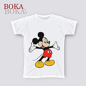 Áo thun Cotton Trắng In Hình Chuột Mickey