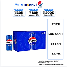 Thùng 24 Lon Nước Ngọt Có Gaz Pepsi lon xanh (320ml/lon)