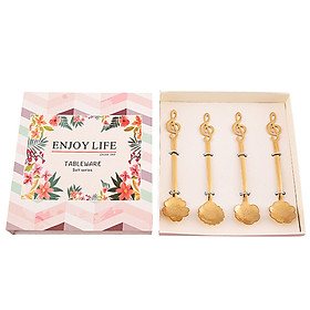 4PCs Stainless Steel Teaspoons Set Coffee Spoons Dessert Spoon Sugar Spoon Ice Cream Spoon Espresso Spoons Stirring