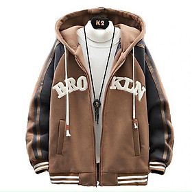 Áo Khoác Hoodie Dây Kéo Thêu Chữ BRO Vải Nỉ PE UNISEX Nam Nữ Phối Nón lớn From Rộng Phong Cách Hàn Quốc GKM FASHION