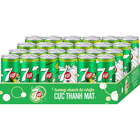 Thùng 24 Lon Nước Ngọt Có Gas 7Up (330ml / Lon)