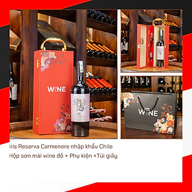 Hộp sơn mài wine đỏ 1 chai Iris Reserva Carmanere Chile