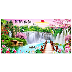 Tranh đính đá non nước hữu tình LV433 - 120 x 55 cm - chưa đính