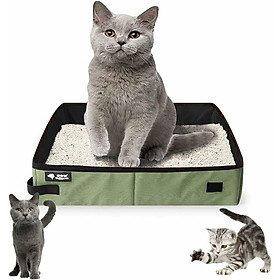 Hộp xả rác di động di động lứa cho mèo di động cho mèo cho lứa vải oxford có thể gập lại cho du lịch ngoài trời 403011 cm (màu xanh lá cây)