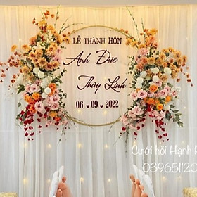Mua Bộ Tên Đám Tiệc Trang Trí Rèm Vải Voan - Theo Yêu Cầu + Bảng Mica Trong Suốt
