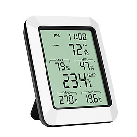 3.9-inch LCD Thermo-hygormeter Digital Temperature and Humidity Meter with Max Min Value Display 2 in 1 Thermometer and Hygrometer Alarm Clock Indoor Temperature Humidity Monitor for Home Office Dormitory