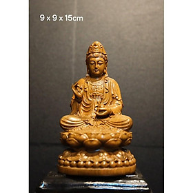 Tượng Phật Quan Thế Âm Bồ Tát, gỗ bách xanh 15cm