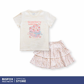 Bộ quần áo bé gái Bigfox Miss Meow phối chân váy mặc mùa hè vải cotton mềm cho trẻ em 3-11 tuổi 35kg