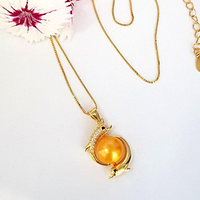 Dây Chuyền Mặt Ngọc Trai Cao Cấp - Lý Ngư Say Tình Vọng Nguyệt - Trang Sức Cô Tấm - DOLPHIN PEARL (10ly) - COTAM2105 - Bạc S925 Nạm Đá Zirconia