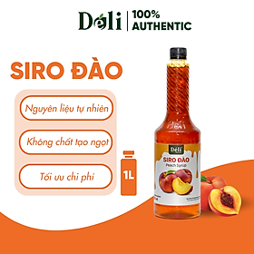 Siro đào Déli - 1 lít - đậm đặc, chuyên dùng pha chế trà trái cây, soda