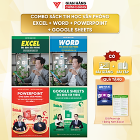 Combo 4 Sách Excel - Word - PowerPoint - Google Sheets Ứng Dụng Văn Phòng Kèm Khoá Học Video ĐÀO TẠO TIN HỌC