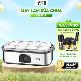 Máy làm sữa chua Lebenlang LBL9139, công suất 20W, dung tích 180ml, gồm 8 lọ thủy tinh, bảo hành 2 năm - hàng chính hãng