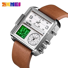 Đồng Hồ Nam SKMEI 1584 Dây Da, Mặt Kính, Kiểu Dáng Sang Trọng, Chống Nước 3 ATM - Hàng Chính Hãng