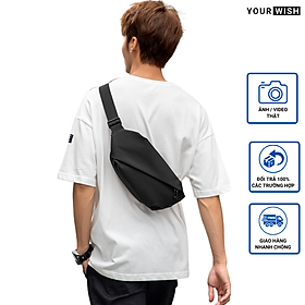 Túi đeo chéo nam túi bao tử đeo ngực vai bụng thời trang cao cấp Yourwish TD43 thiết kế chống nước vải đen trơn mịn cao cấp chống thấm không nhăn xù / túi basic phong cách đơn giản hiện đại