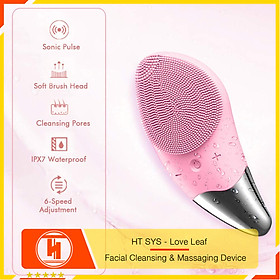 Máy rửa mặt mini massage tích hợp sóng âm HT SYS - Love Leaf - Facial Cleansing & Massaging Device