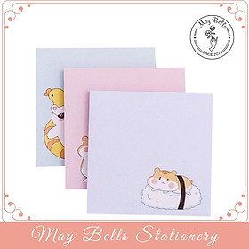 Giấy Note Vuông Ghi Chú Cute Tập 80 Tờ Họa Tiết Chuột Hamster Gấu Trắng Dễ Thương Kích Thước 7.2x7.2cm Có Keo