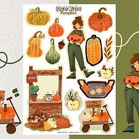 Hình ảnh Sticker sheet pumpkin - chuyên dán, trang trí sổ nhật kí, sổ tay | Bullet journal sticker - unim058