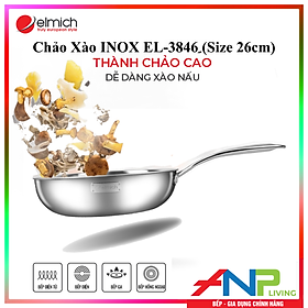 Mua Chảo Xào Sâu Lòng 3 Lớp inox 304 Liền Đáy ELMICH TRI-MAX (EL-3796/26cm  EL-3845/24cm - Dùng Được Trên Mọi Loại Bếp) - Hàng Chính Hãng