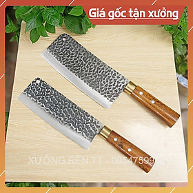 Mua Bộ 2 Dao Chặt  Thái Rèn Từ Thép Nhíp Dập Vân 2 Mặt Cao Cấp - Cán Cẩm Chỉ Khâu Đồng