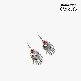 CECI - Khuyên tai nữ xỏ lỗ dáng thả thiết kế đính đá độc đáo CC1-08000036