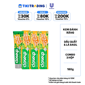 Combo 3 Kem Đánh Răng Closeup Detox Trắng Răng Dầu Quất 180g