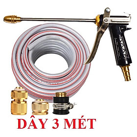 Vòi Xịt️Evoucher Bộ dây vòi xịt nước rửa xe, tưới cây , tăng áp 3 lần, loại 3m,5m 206318 đầu đồng,cút đồng+ đai