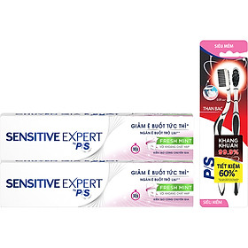 Combo 2 Kem Đánh Răng P/S Chuyên Gia Giảm Ê Buốt Thơm Mát (100g/tuýp) + Bàn Chải Đánh Răng Than Hoạt Tính Bộ 2