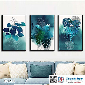 Mua Bộ 3 tranh canvas treo tường Decor Họa tiết lá xanh - DC216