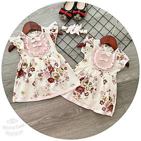 Body cho bé gái giả váy kiểu tay con kèm tuban chất kate lụa cho bé từ 3kg đến 12kg