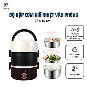 Mua Bộ Hộp Cơm Giữ Nhiệt Văn Phòng Cao Cấp Cắm Điện inox 3 Tầng - Chính Hãng MINIIN