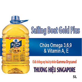 Dầu Ăn Cao Cấp Sailing Boat Gold Plus 5L giàu Omega 3,6,9 và chất chống oxy hóa [FREESHIP]