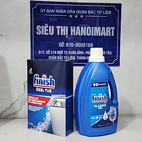 Combo Nước rửa bát Finish Gel 1.5L+ 1.5kg Muối rửa bát Finish Dùng cho Máy rửa bát