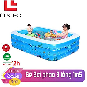 Bể Bơi phao cớ lớn 3 tầng cho bé 1m5 hình chữ nhật