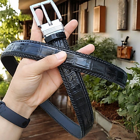 Thắt Lưng Da Bụng Cá Sấu Liền Nguyên Tấm Đan Viền Thủ Công Bền - Dễ Sử Dụng NV29