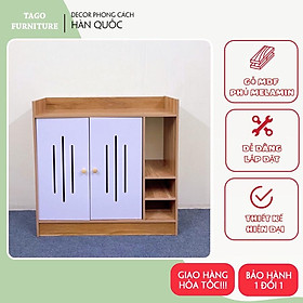 Mua Tủ giày gỗ cánh trắng  tủ để giày đa năng 2 cánh thông minh phong cách cao cấp trang trí nhà 80x80x30cm TAGO ND36