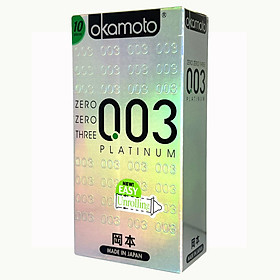 Bao cao su Okamoto 0.03 Platinum Trong Suốt Mềm Mại Hộp 10 Cái