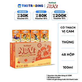 Thùng 48 hộp Sữa Chua Uống Có Thạch NuVi Vị Cam 100ml - Tăng Chiều Cao, Mắt Sáng